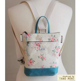 MIDDLE BAG 2 in 1 hátizsák és táska drapp pöttyös rózsás pink és türkiz alj