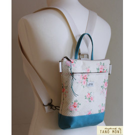 MIDDLE BAG 2 in 1 hátizsák és táska drapp pöttyös rózsás pink és türkiz alj